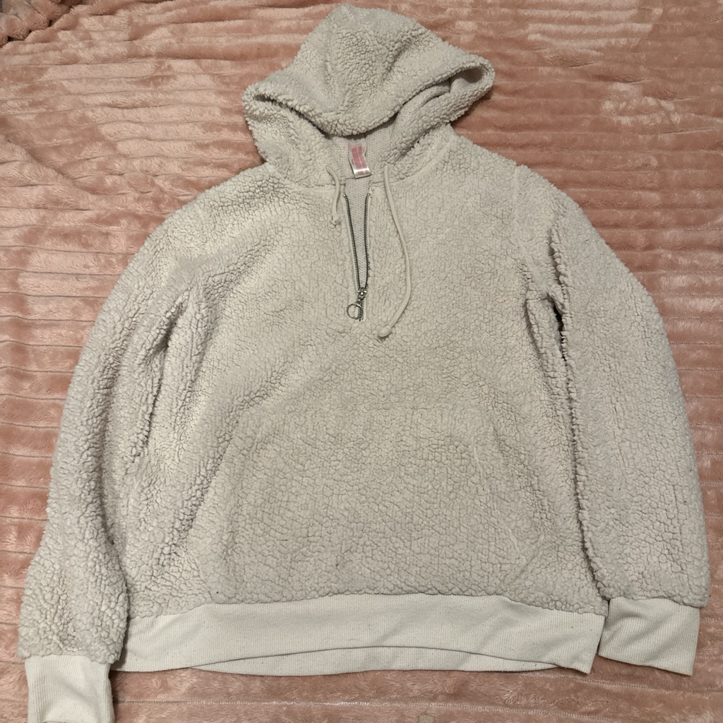 Cozy Sherpa Hoodie - Light Cream Pullover